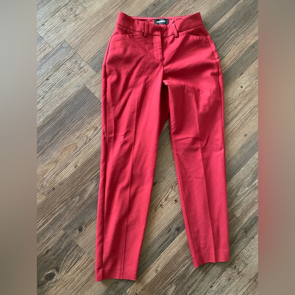 Deep Red Express Trouser Pants 00 style name: Publicist ankle length mid-rise